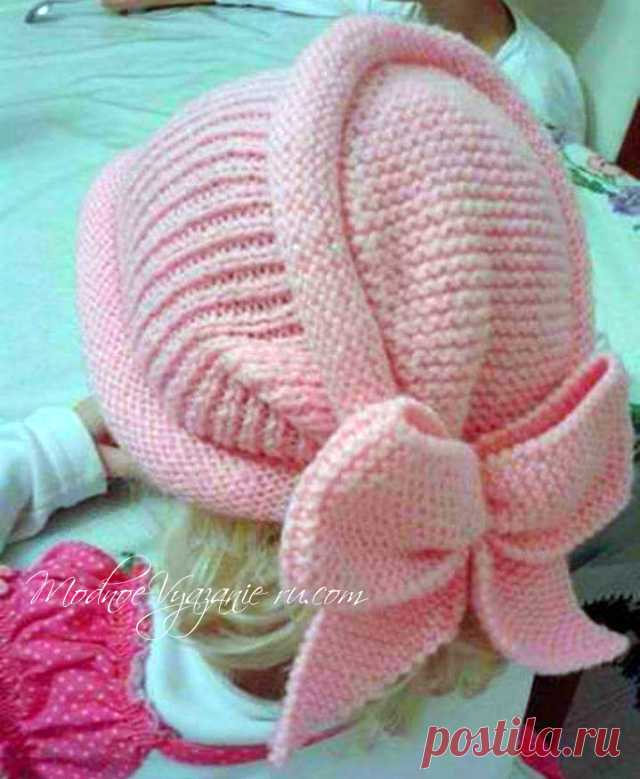 Оригинальная шапочка спицами для девочек - Modnoe Vyazanie ru.com
