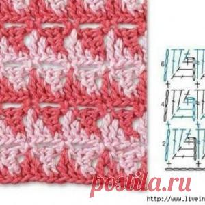 Двухцветные узоры крючком - МирТесен