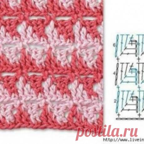 Двухцветные узоры крючком - МирТесен