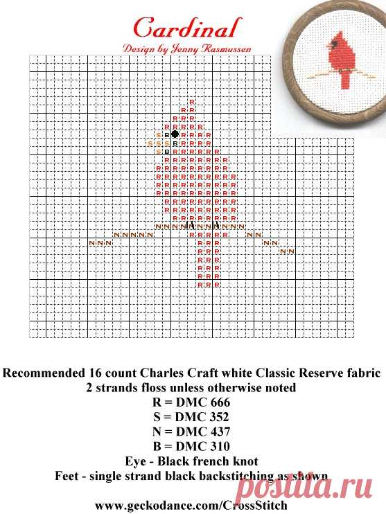 a cross stitch pattern with the words cardinal and an image of a red fire hydrant