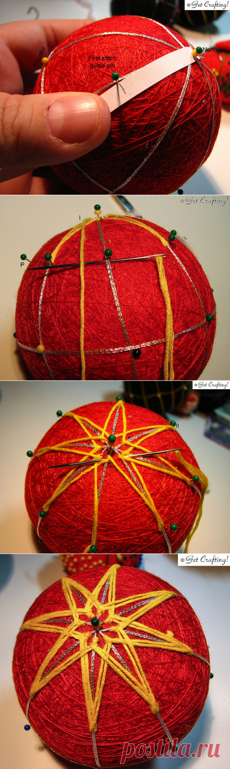 Get Crafting!: Temari - starting an 8 point star pattern