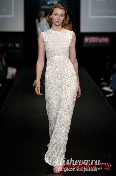 Длинное вечернее платье в пол вязаное крючком «Летний зефир»