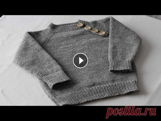 Детский свитер спицами//Мастер- класс//Реглан Как связать детский свитер спицами .Вяжем реглан.Нитки Ланагольд.Кетлевка горловины AciK75bcJdM...