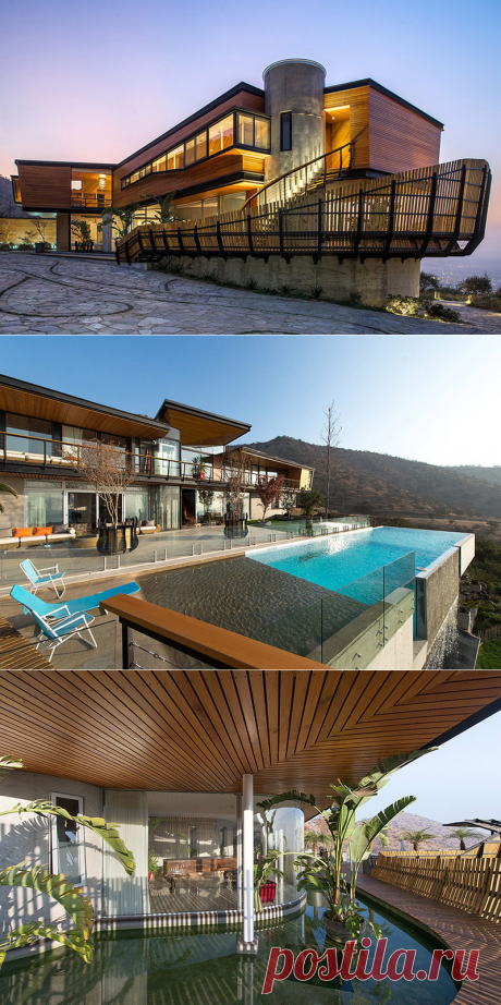 Дизайнерский проект Casa chamisero расположенный на склоне горного хребта в Чили