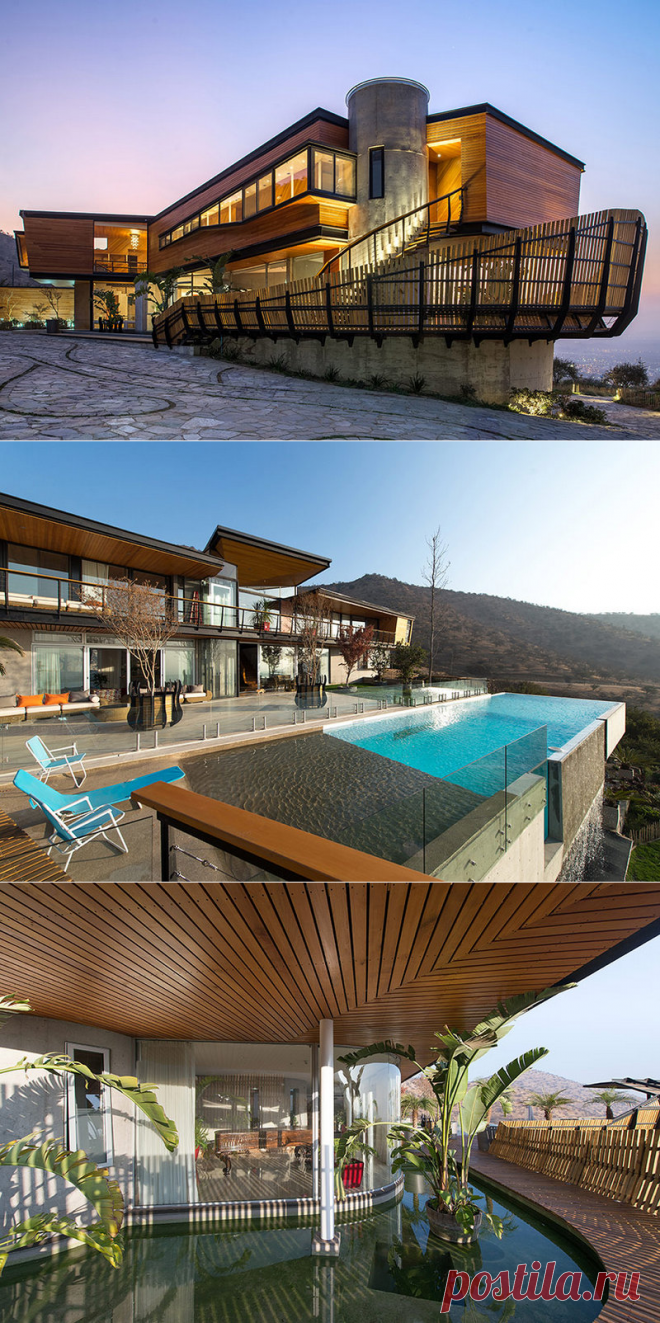 Дизайнерский проект Casa chamisero расположенный на склоне горного хребта в Чили