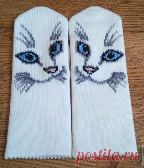 ВАРЕЖКИ С КОТАМИ | Вязание для женщин спицами. Схемы вязания спицами