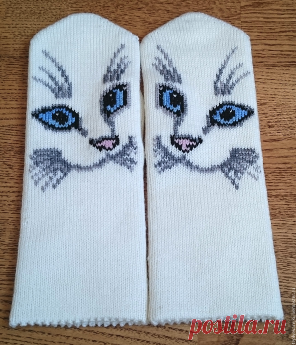 ВАРЕЖКИ С КОТАМИ | Вязание для женщин спицами. Схемы вязания спицами