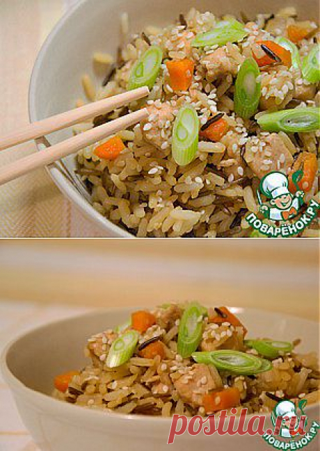 Чесночный рис с курицей - кулинарный рецепт