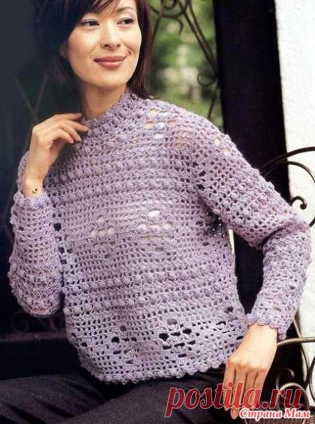 . Нежно сиреневый ажурный пуловер. - Все в ажуре... (вязание крючком) - Страна Мам