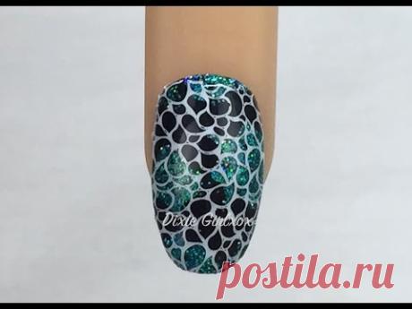 Gel II Nail Art Using Magpie Glitter &amp; Uber Chic Stamping
