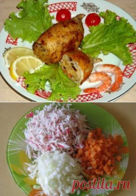 Фаршированные кальмары с крабовыми палочками