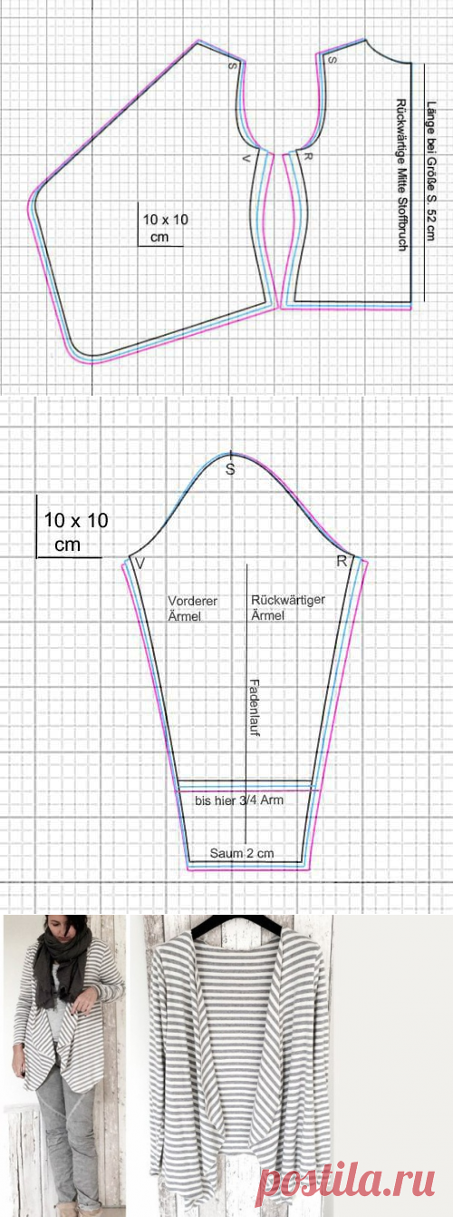 ​Проcтая выкройка проcтого жакeта — Сделай сам, идеи для творчества - DIY Ideas