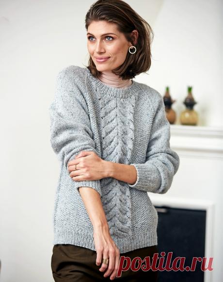 Пост на стене Светло-серый свитер с рукавами-реглан и имитацией кос ♥ Размеры: S (M) L (XL).  Для вязания нам потребуется 11 (12) мотков светло-серой пряжи: 50% овечья шерсть, 25% вискоза, 25% шерсть альпака; 50 гр — 110 м. Спицы № 4,5 и 5, а также круговые спицы № 4,5 длиной 40 см.  ШИРИНА ИЗДЕЛИЯ ПО ОБХВАТУ ГРУДИ: 94 (102) 111 (119) см ДЛИНА ИЗДЕЛИЯ: 63 (64) 65 (66) см УЗОРЫ ♥  РЕЗИНКА: *1 лиц., 1 изн.* (1-й ряд = изн. ряд). &lt;b...