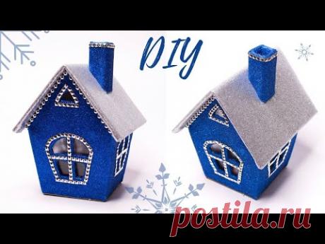 🎄 НОВОГОДНИЙ ДОМИК ИЗ КАРТОНА и ФОАМИРАНА с подсветкой 🎄  DIY CHRISTMAS DECOR