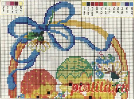 Пасхальная вышивка схемы. Вышивка крестом пасхальная корзинка. | Я Хозяйка