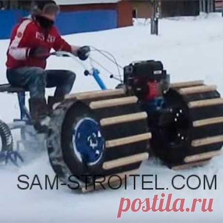 Самодельный вездеход из мотоблока "Нева" Захотелось сделать самодельный вездеход - снегоход, для поездок по деревне. Пересмотрел несколько вариантов, решил что-то соорудить на базе своего мотоблока "Нева".