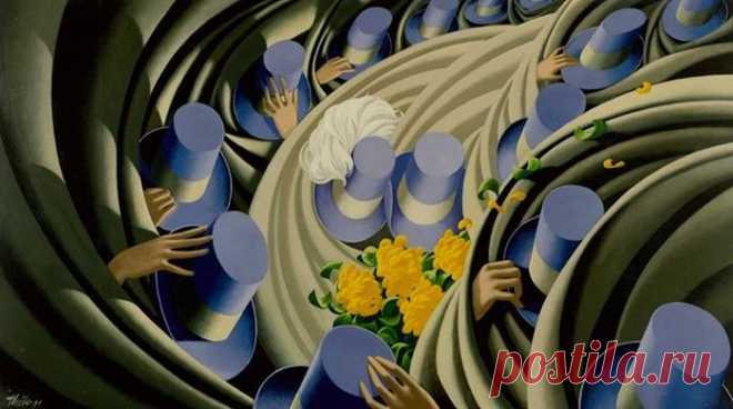 Разноцветные зонты мелькают где-то снизу... Клод Теберж