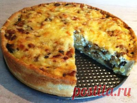 Осенний заливной пирог с грибами