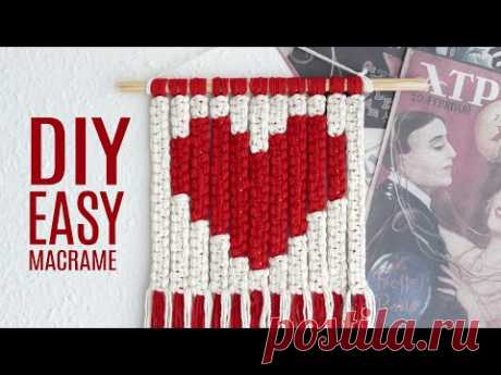 EASY MACRAME TAPESTRY HEART PATTERN TUTORIAL FOR BEGINNERS - YouTube ЛЕГКОЕ РУКОВОДСТВО ПО УЗОРУ СЕРДЦА МАКРАМА ДЛЯ НАЧИНАЮЩИХ