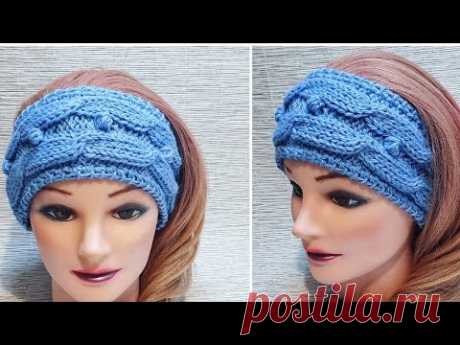 Повязка простым оригинальным узором спицами❤😍👍🧶