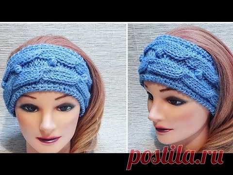 Повязка простым оригинальным узором спицами❤😍👍🧶