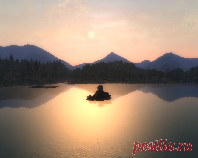 Рассвет над Нибенейской бухтой.
Dawn at Niben Bay.