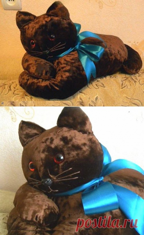 Как сшить подушку в виде кошки. How to sew a pillow-cat. ~ HandMadiya.com