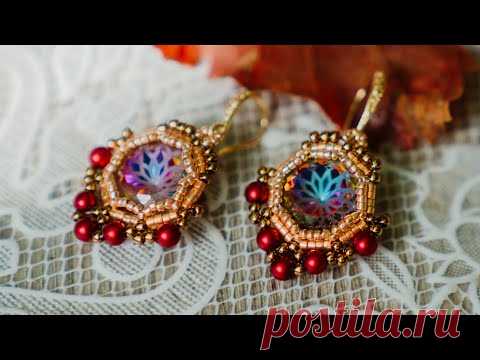 Простое оплетение для любой формы кристаллов. Серьги.