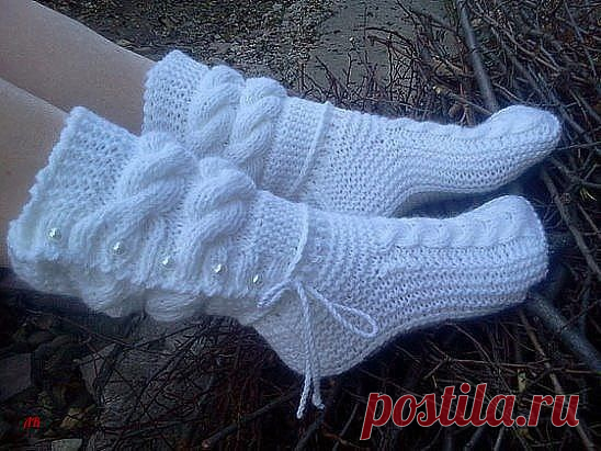 Сапожки спицами