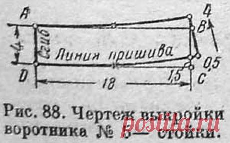 Построение чертежа выкройки воротника № 5 — стойки