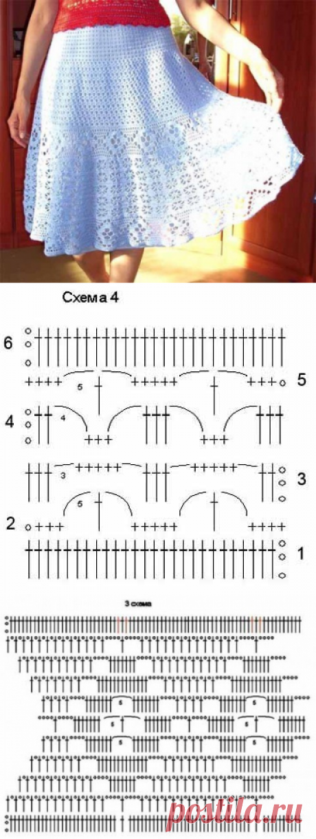 Вязаная крючком летняя юбка.