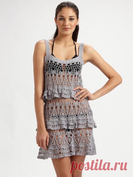 Вяжем крючком летние платья, туники и болеро ( со схемами).