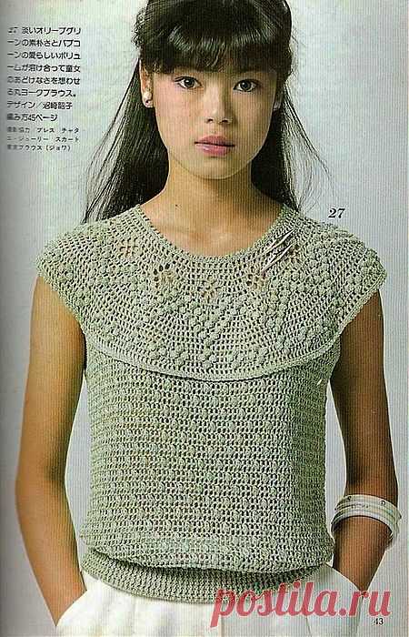 АЖУРНАЯ БЛУЗКА С КРУГЛОЙ КОКЕТКОЙ КРЮЧКОМ..