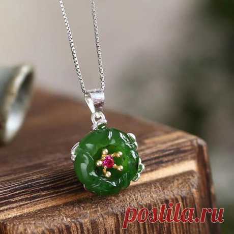 Plum Hetian Jade Pendant Women's Fashion Necklace | Etsy