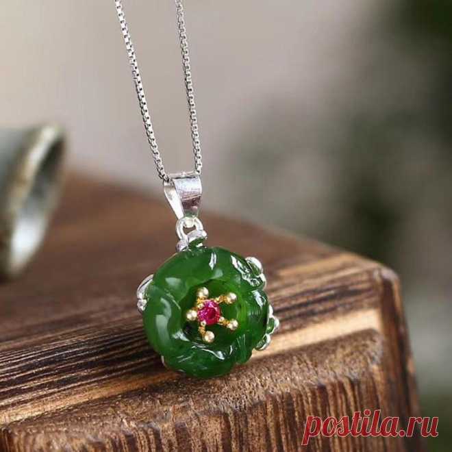 Plum Hetian Jade Pendant Women's Fashion Necklace | Etsy
