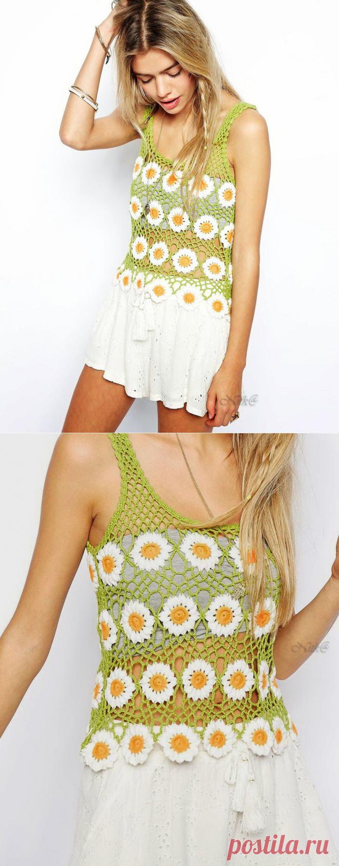 Топ "ромашковый", крючком