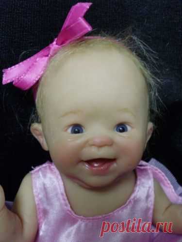 one of a kind polymer clay baby doll by Laura Wambach
