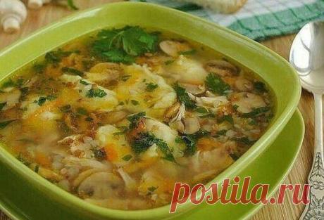 Аппетитный гречнево-грибной суп