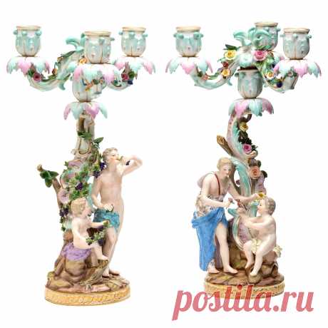Старинные фарфоровые канделябры и подсвечники (антиквариат, аукцион) \7\