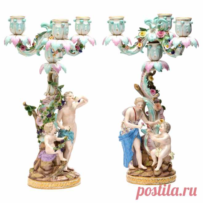 Старинные фарфоровые канделябры и подсвечники (антиквариат, аукцион) \7\