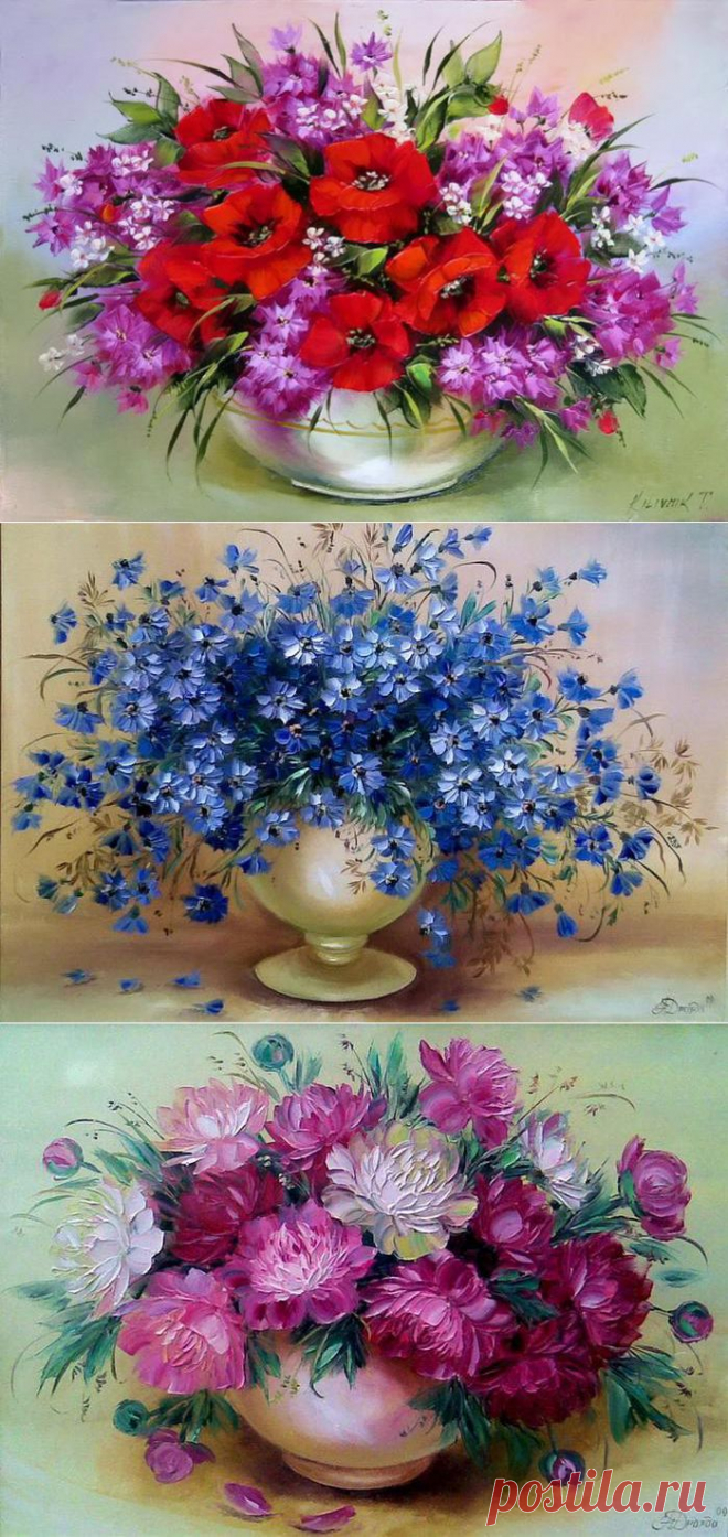 Ай, какая прелесть, чудо как хороши! Полевые цветы (рисунки маслом) Подборка..