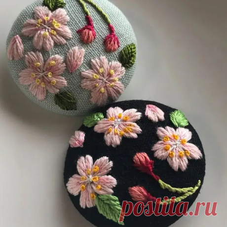 Миниатюрные вышивки-НА ПУГОВИЦАХ
