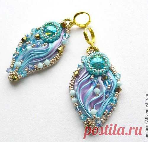 Создаем серьги с шелковой лентой Шибори