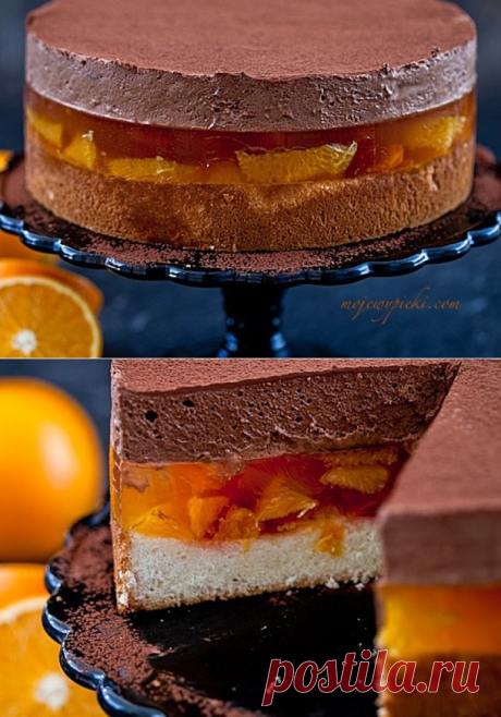 Белый бисквит с апельсиновым мармеладом и шоколадным муссом | Sweet Twittes