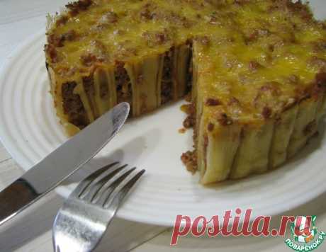Пирог из макарон и мяса - кулинарный рецепт