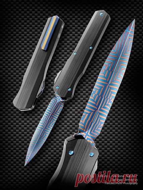 Нож складной фирмы Microtech  от Antony L. Marfione «Cypher». Zladinox Damascus.