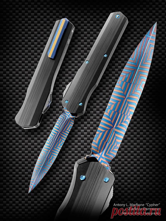 Нож складной фирмы Microtech  от Antony L. Marfione «Cypher». Zladinox Damascus.