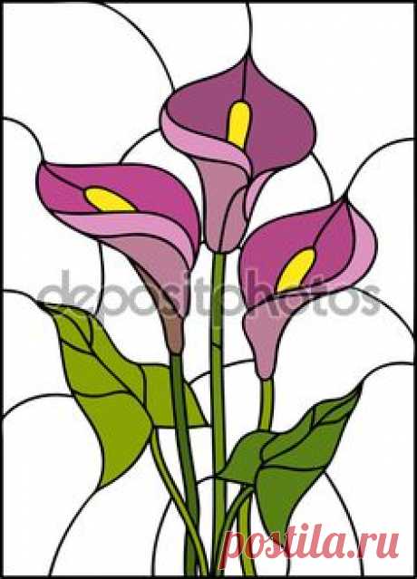 Ramo de flores de lirio - Ilustración de stock: 82358058