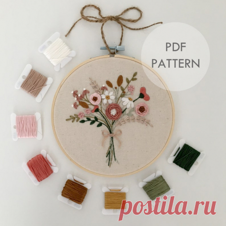 Wildflower Bouquet // Embroidery Hoop Art // PDF Pattern With | Etsy Moldova