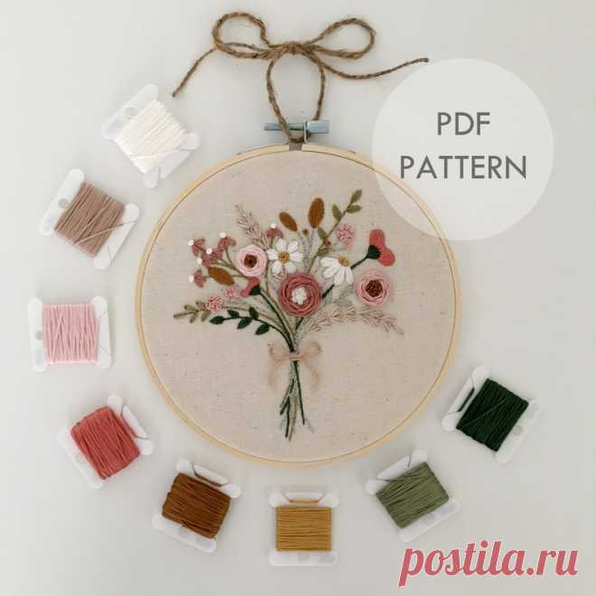 Wildflower Bouquet // Embroidery Hoop Art // PDF Pattern With | Etsy Moldova